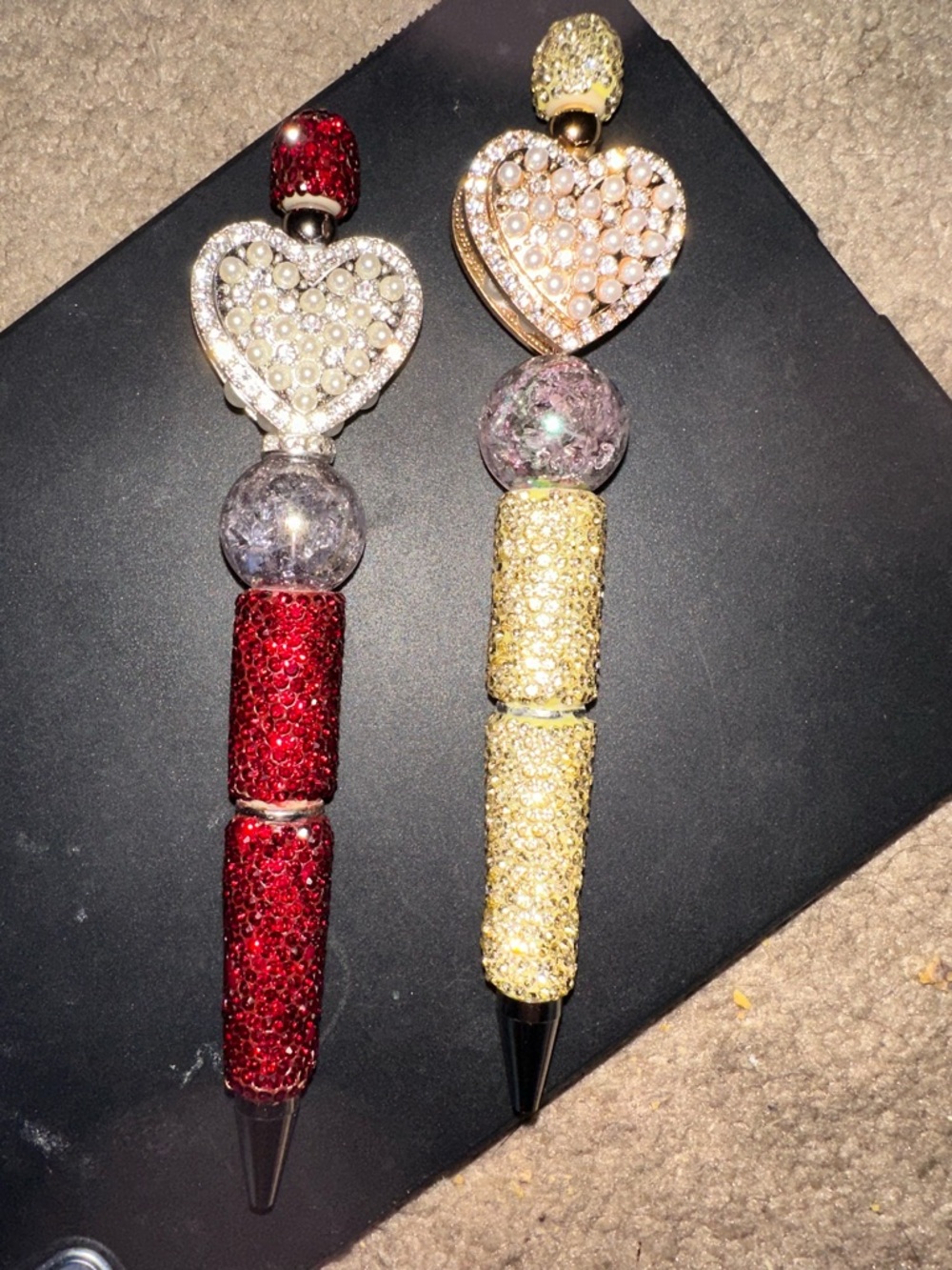 Two beautiful custom made heart pens
